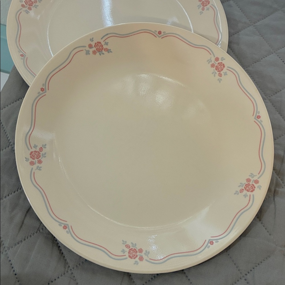 VTG Corelle by Corning Floral Cream Dinner Plates Set of 4